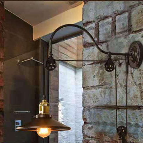 IronScape | Stylish Retro Industrial Wall Sconce with Adjustable Pulley 5