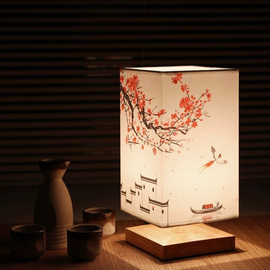 Japanese Scandinavian Table Lamp with Soft Fabric Shade | Elegant Nightstand Lamp for Relaxation 0