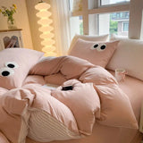 Kawaii Bedding Set | Soft Washed Cotton Duvet Covers with Embroidered Design | Complete Bedding Solution for Dorm Rooms 2