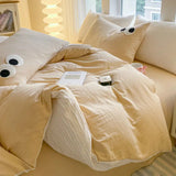 Kawaii Bedding Set | Soft Washed Cotton Duvet Covers with Embroidered Design | Complete Bedding Solution for Dorm Rooms 4