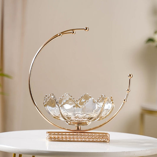 Lunar Collection | Gold Decorative Bowl with Open Lotus Design | Stunning Centerpiece for Luxurious Home Decor 0