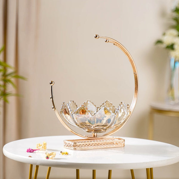 Lunar Collection | Gold Decorative Bowl with Open Lotus Design | Stunning Centerpiece for Luxurious Home Decor 6