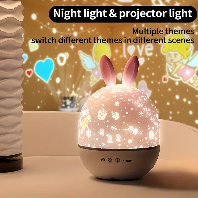 LunaraGlow | Enchanting Colorful Rabbit Night Light Projector for Kids 2