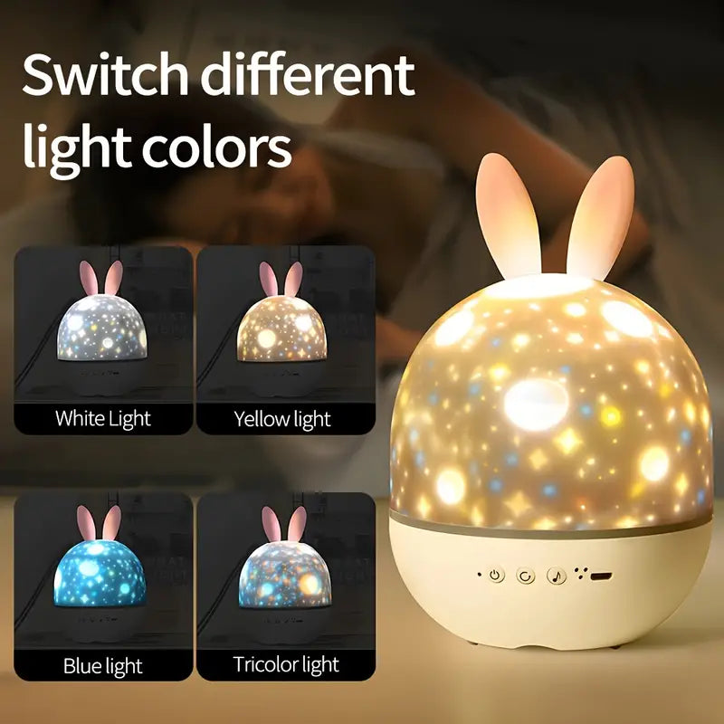 LunaraGlow | Enchanting Colorful Rabbit Night Light Projector for Kids 3