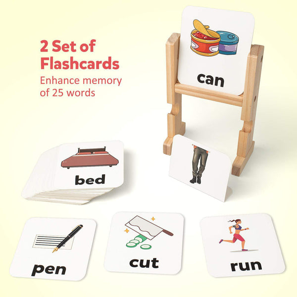 Montessori Learning Toys | Wooden Spelling Game Kids Word Builder Learning Toy with Flash Cards