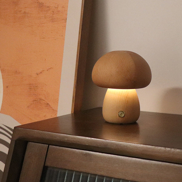 MushroomGlow | Cozy Elegant Wooden Table Lamp for Bedroom or Living Room 10