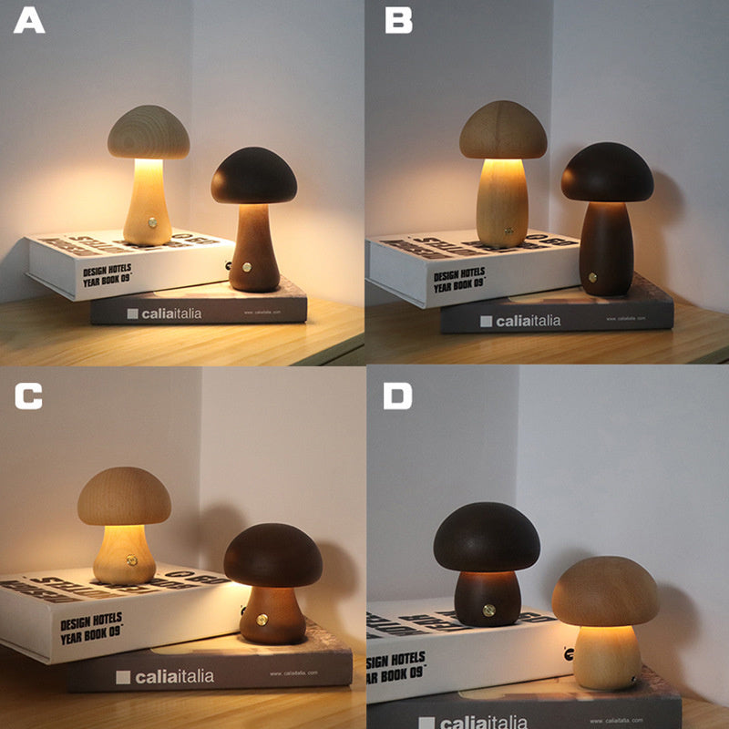 MushroomGlow | Cozy Elegant Wooden Table Lamp for Bedroom or Living Room 4