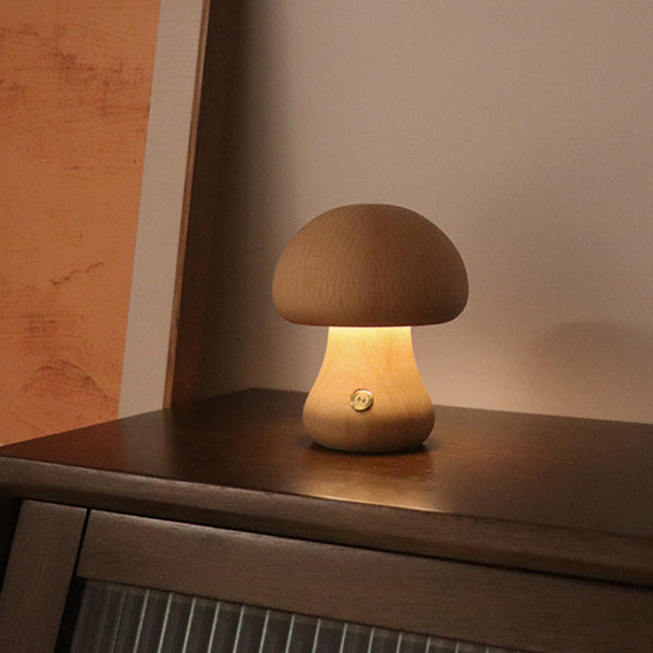 MushroomGlow | Cozy Elegant Wooden Table Lamp for Bedroom or Living Room 8
