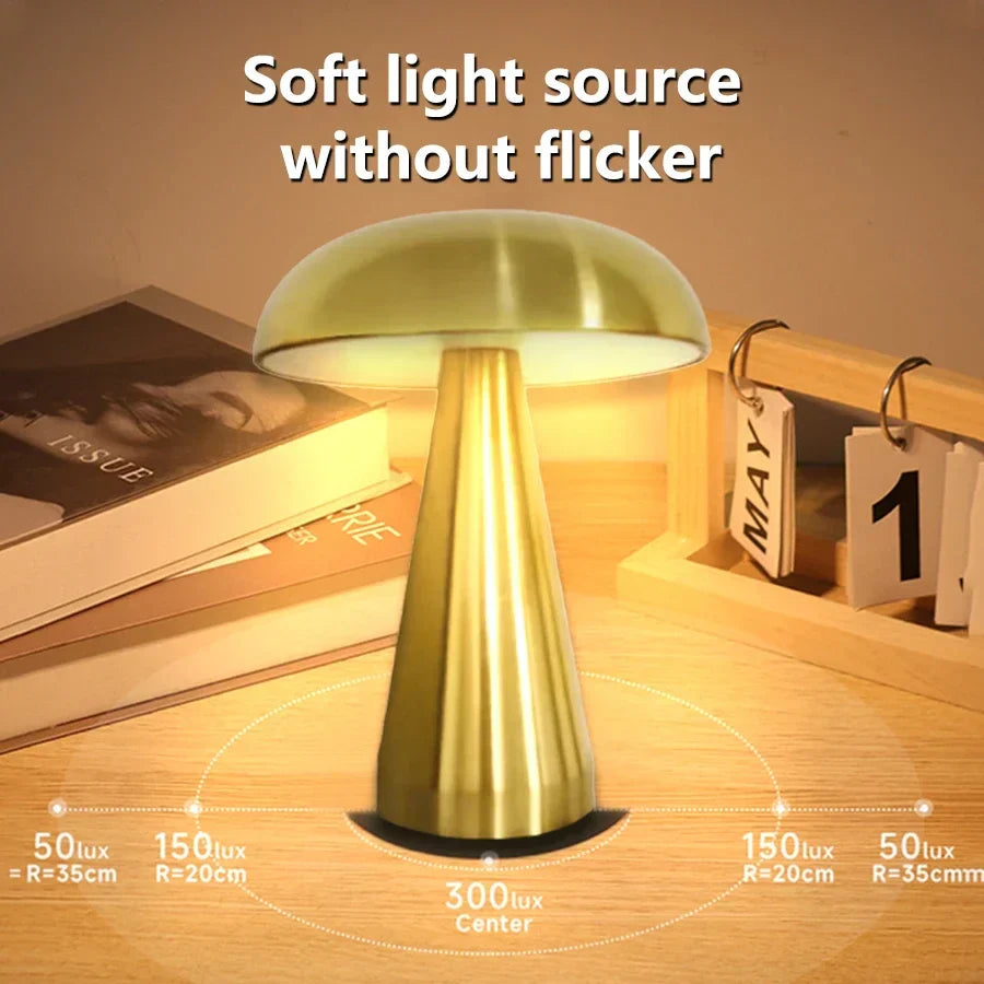 MushroomGlow | Elegant Dimmable Cordless Table Lamp for Bedroom 2