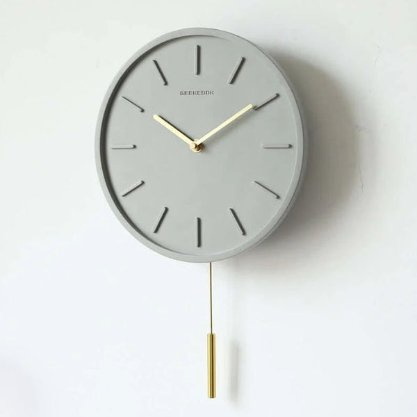 Nordic Collection | Modern Wall Clock with Metal Pendulum in Gray | Minimalist Decor for Contemporary Interiors 0
