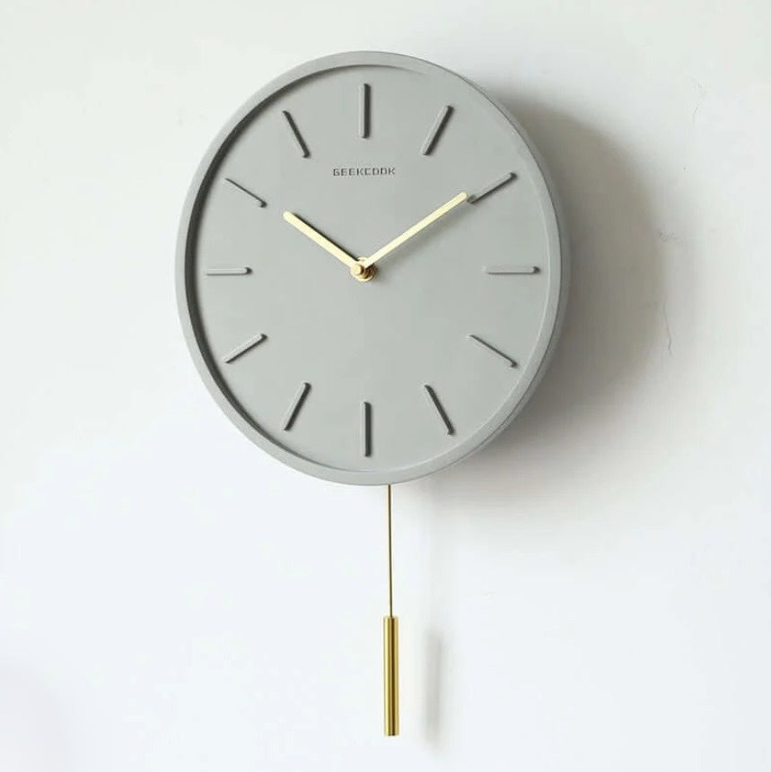 Nordic Collection | Modern Wall Clock with Metal Pendulum in Gray | Minimalist Decor for Contemporary Interiors 0