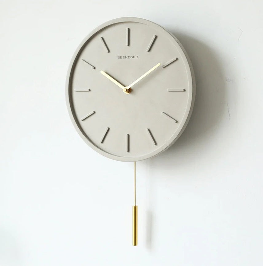 Nordic Collection | Modern Wall Clock with Metal Pendulum in Gray | Minimalist Decor for Contemporary Interiors 1