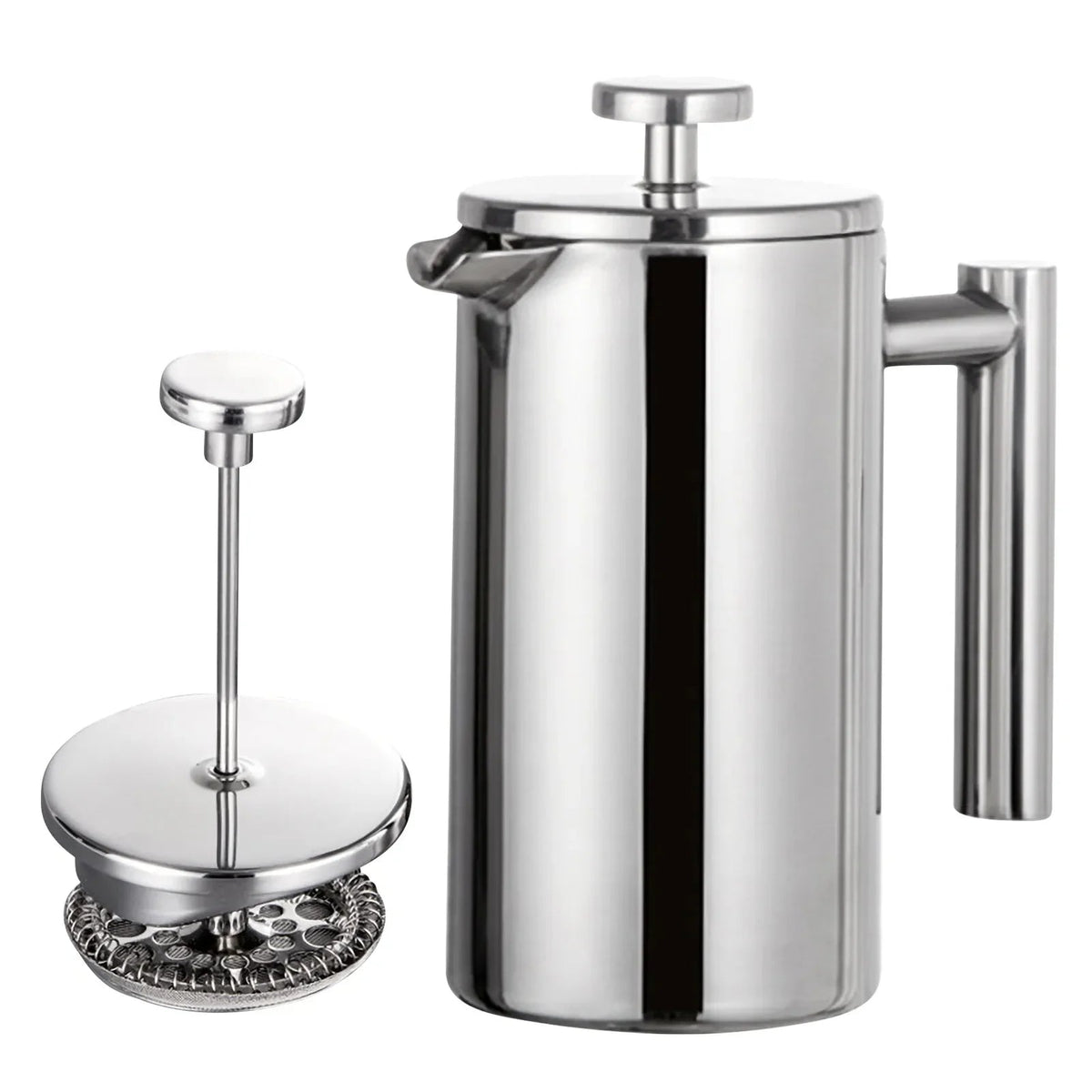 Premium French Press Coffee Maker with Double-Walled Insulation | Durable Stainless Steel for Rich Flavor 0