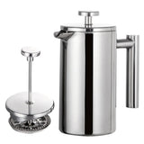 Premium French Press Coffee Maker with Double-Walled Insulation | Durable Stainless Steel for Rich Flavor 0