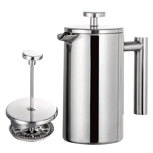 Premium French Press Coffee Maker with Double-Walled Insulation | Durable Stainless Steel for Rich Flavor 0