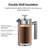 Premium French Press Coffee Maker with Double-Walled Insulation | Durable Stainless Steel for Rich Flavor 1