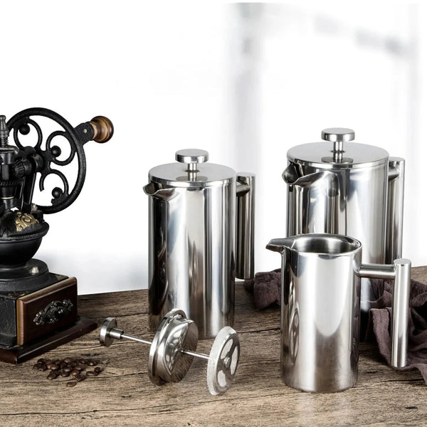 Premium French Press Coffee Maker with Double-Walled Insulation | Durable Stainless Steel for Rich Flavor 3
