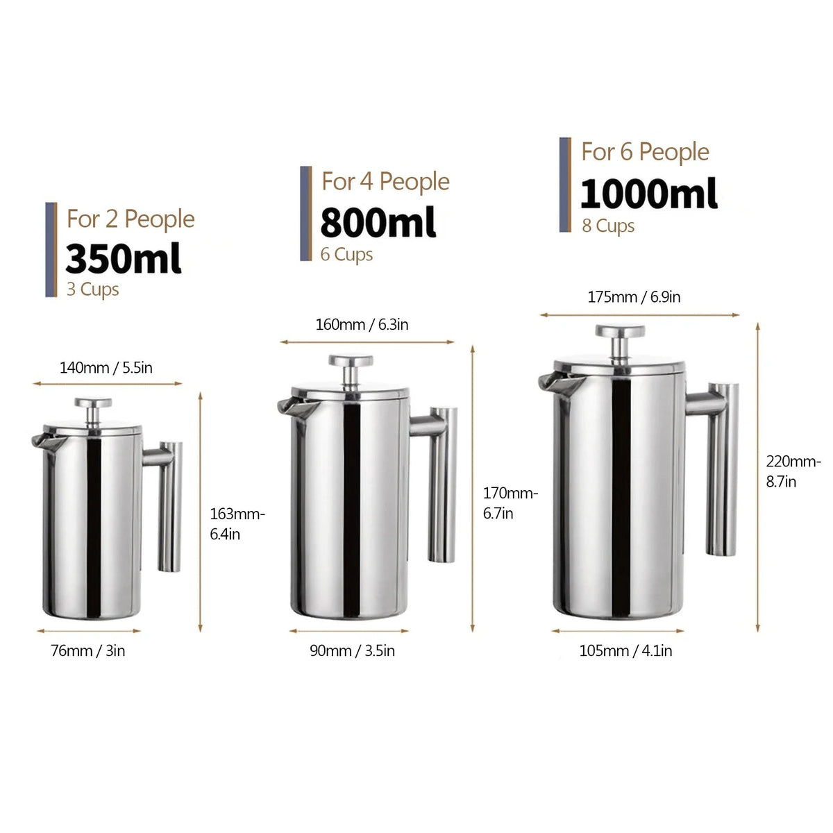 Premium French Press Coffee Maker with Double-Walled Insulation | Durable Stainless Steel for Rich Flavor 4