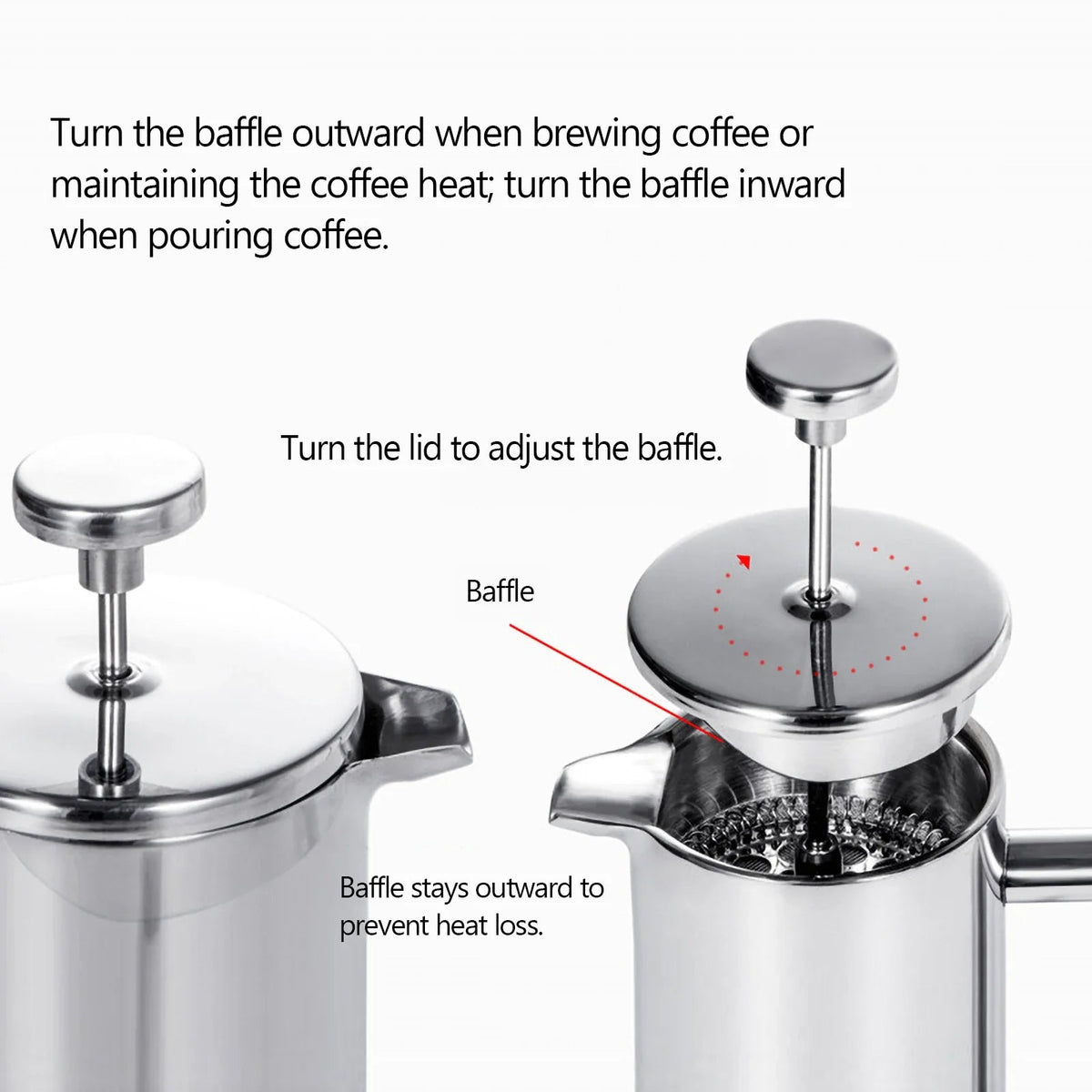 Premium French Press Coffee Maker with Double-Walled Insulation | Durable Stainless Steel for Rich Flavor 5