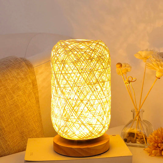 RattanGlow | Elegant Handcrafted Modern Nightstand Lamp for Cozy Ambiance 0