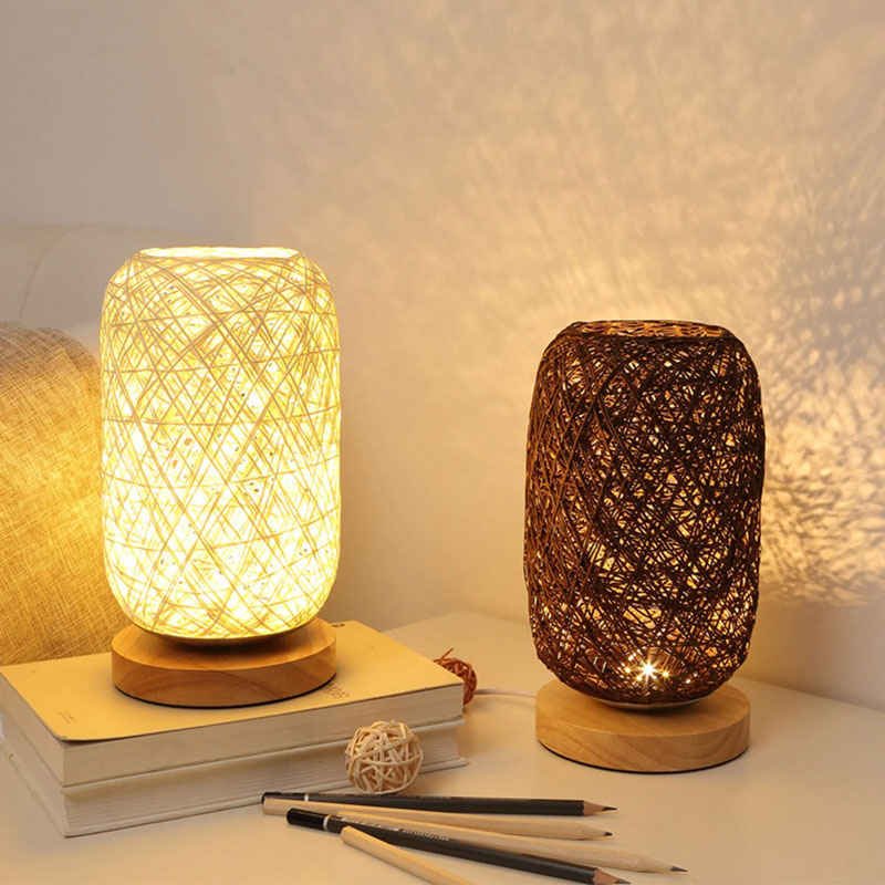 RattanGlow | Elegant Handcrafted Modern Nightstand Lamp for Cozy Ambiance 2