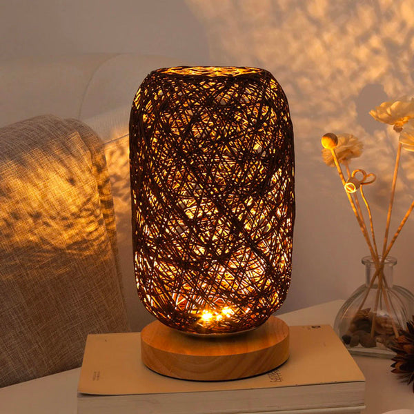 RattanGlow | Elegant Handcrafted Modern Nightstand Lamp for Cozy Ambiance 3