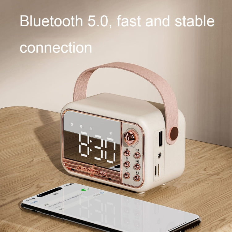 Retro Bluetooth Speaker Alarm Clock with USB-C Charging | Portable Design for Convenient Timekeeping 2