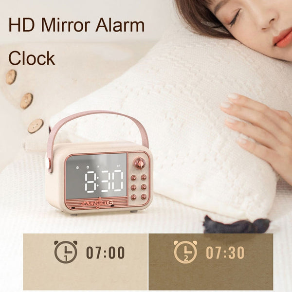 Retro Bluetooth Speaker Alarm Clock with USB-C Charging | Portable Design for Convenient Timekeeping 3