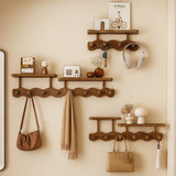 Ripple Collection | Wall Mounted Coat Rack with Shelf & Hooks | Stylish Bamboo Organizer for Entryway 0