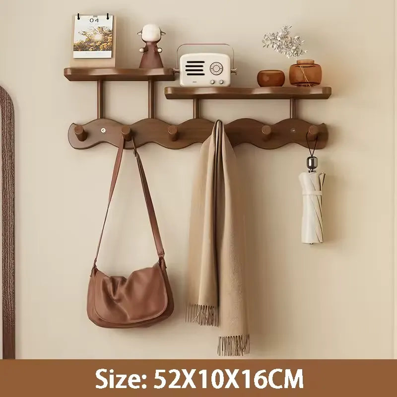 Ripple Collection | Wall Mounted Coat Rack with Shelf & Hooks | Stylish Bamboo Organizer for Entryway 8