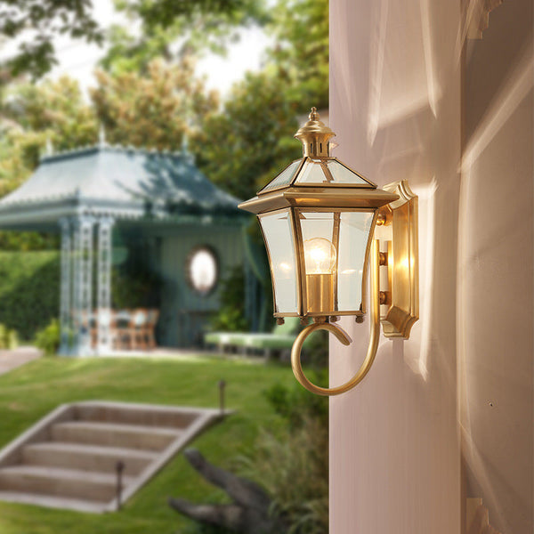 Rynx | Elegant Copper Glass Outdoor Wall Sconce for Patios and Gardens 1
