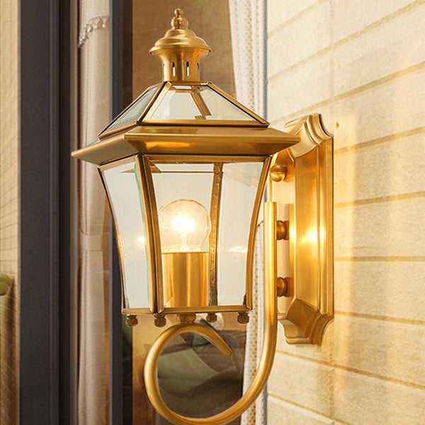 Rynx | Elegant Copper Glass Outdoor Wall Sconce for Patios and Gardens 8