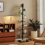 Sculptural Metal Bookshelf | Slim 360° Rotating Design with 9 Tiers | Space-Saving Display for Stylish Organization 0