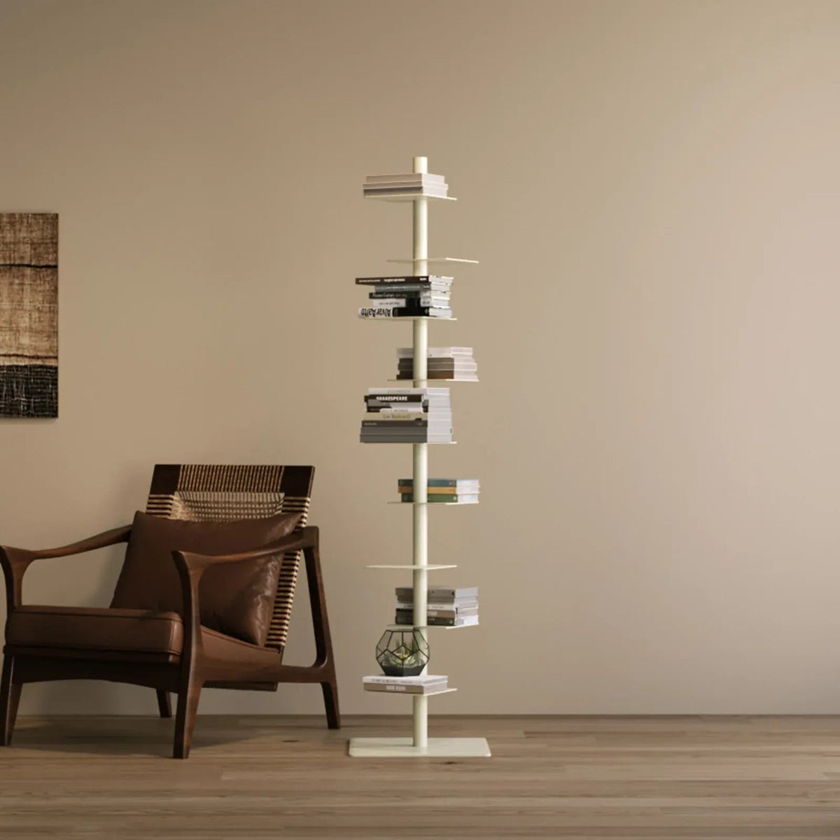 Sculptural Metal Bookshelf | Slim 360° Rotating Design with 9 Tiers | Space-Saving Display for Stylish Organization 4