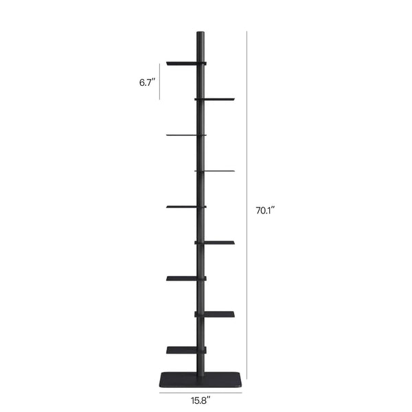 Sculptural Metal Bookshelf | Slim 360° Rotating Design with 9 Tiers | Space-Saving Display for Stylish Organization 7
