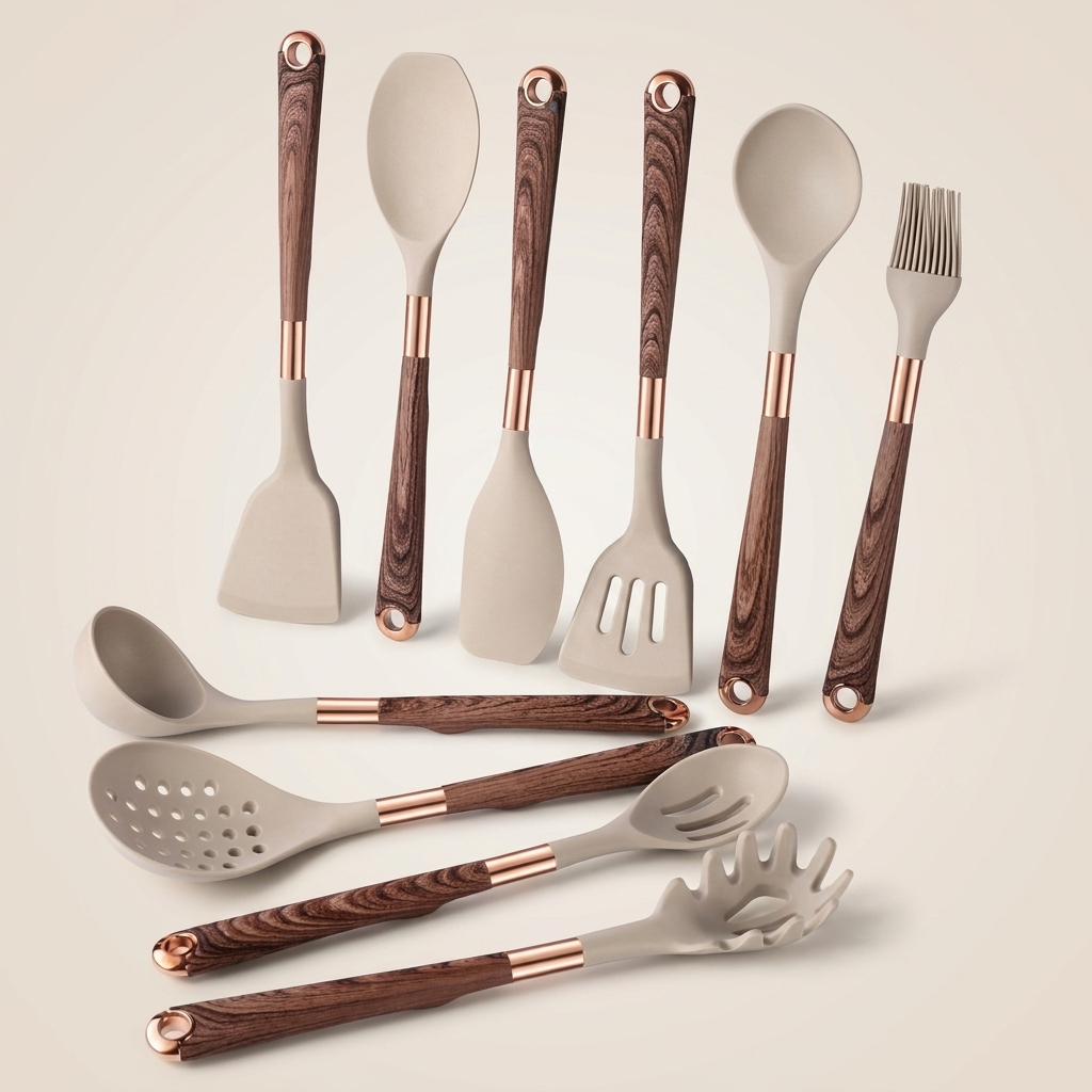 Silicone Kitchen Utensil Set with Heat-Resistant Handles