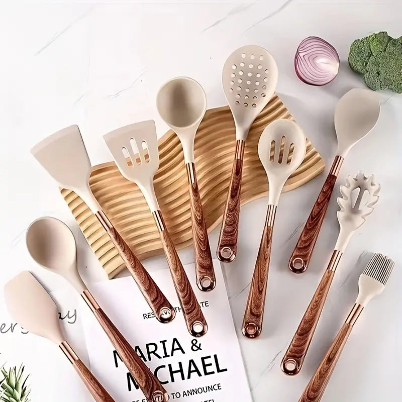 Silicone Kitchen Utensil Set with Heat-Resistant Handles | Essential Cooking Tools for Effortless Meal Prep 1