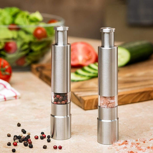 Stainless Steel Spice Grinder with One-Handed Operation | Effortless Salt and Pepper Grinding for Fresh Seasoning 0