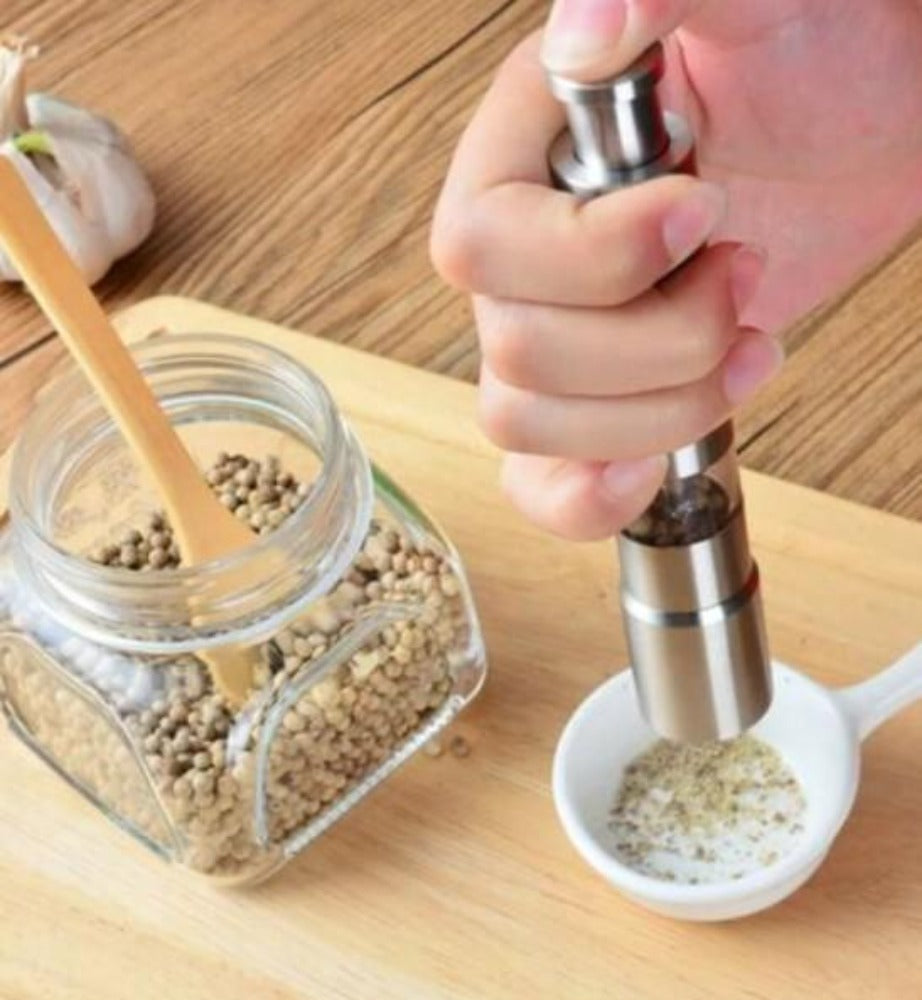 Stainless Steel Spice Grinder with One-Handed Operation | Effortless Salt and Pepper Grinding for Fresh Seasoning 3