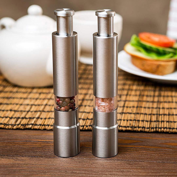 Stainless Steel Spice Grinder with One-Handed Operation | Effortless Salt and Pepper Grinding for Fresh Seasoning 4