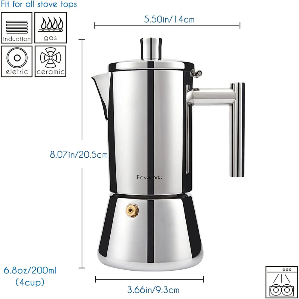 Stylish Stainless Steel Espresso Maker with Induction Base | Durable Moka Pot for Authentic Italian Coffee 3