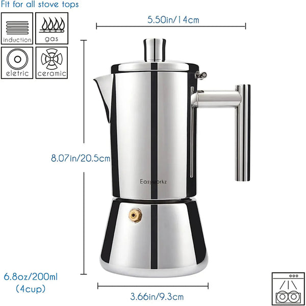 Stylish Stainless Steel Espresso Maker with Induction Base | Durable Moka Pot for Authentic Italian Coffee 3