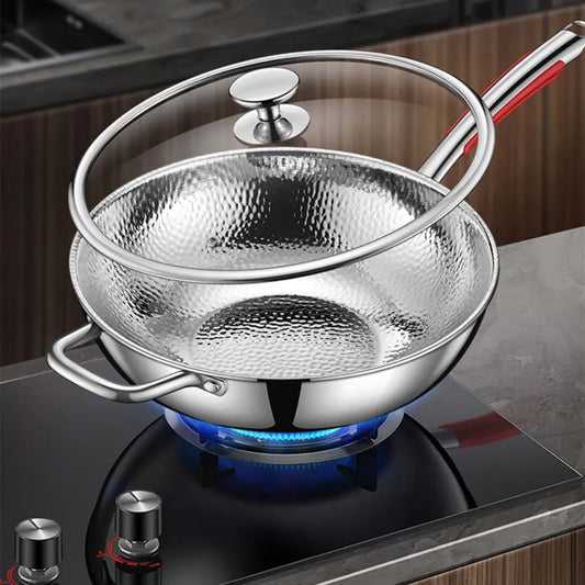 Titanium Cookware | Round Bottom Wok Pan with Non-Stick Surface | Induction Compatible for Effortless Stir-Frying 0
