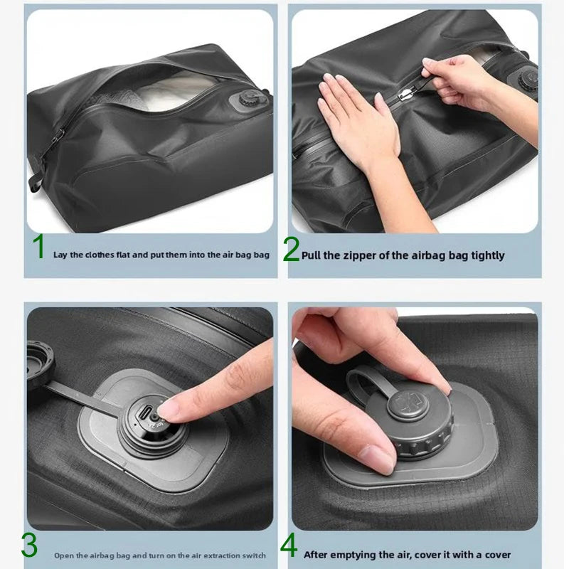 TravelMate | Automatic Vacuum Seal Storage Bags with Built-in Pump | Compact Space Saver for Efficient Packing 3